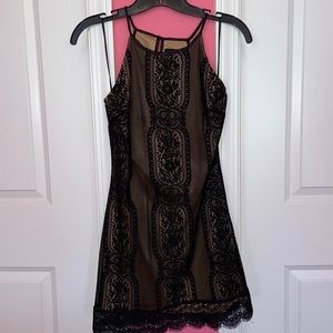 Black lace mini dress